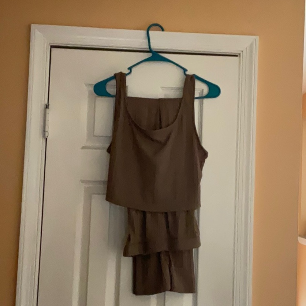 Brown Sleeveless Top and Pant Set